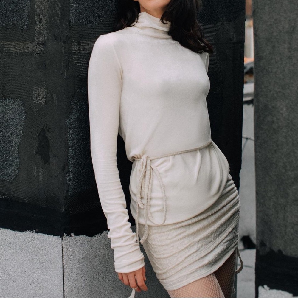 Rick Owens Lilies off white Lina velvet turtleneck